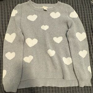 Christian Siriano Gray Sweater with White Heart Motif